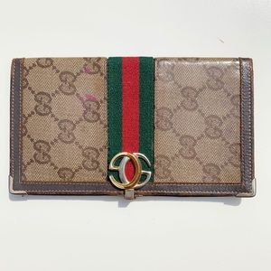 Gucci | Vintage Checkbook Cover Wallet GG Coated